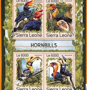 A6808 - SIERRA LEONA, Error, 2016, HOJA EN MINIATURA MISSPERF: Hornbills Birds