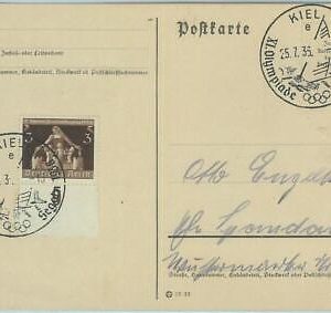 68246 - GERMANY - POSTAL HISTORY - CARD:  25.7.1935 Olympic postmark: KIEL e