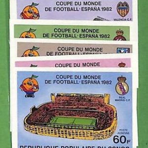 12338 - CONGO - Set of 5 IMPERF STAMPS - FOOTBALL World Championship 1982