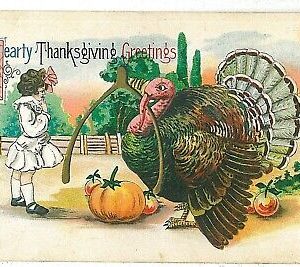08061 -  VINTAGE POSTCARD --- THANKS GIVING - EMBOSSED - NICE  1913