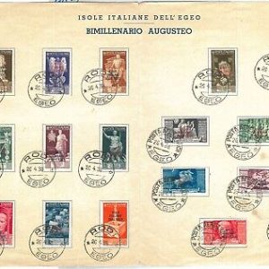 71449 -  colonie Italiane EGEO  - Sass# serie S 37 + S19 usati su PAGINA  1938
