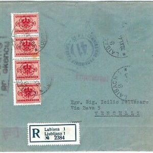 73813 -  storia postale - BUSTA da LUBIANA bolli cauti TASSATA in partenza! 1944