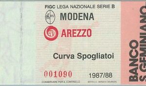 68492 - BIGLIETTO PARTITA CALCIO  Scudetto 1987-88 : MODENA / Arezzo