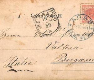 ac0593 ROMANIA - POSTAL HISTORY -  Blue AGAS postmark on POSTCARD to Italy 1901