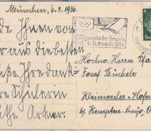 56623 - GERMANY - POSTAL HISTORY - 1936 Olympic postmark on postcard