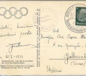 56644 - GERMANY - POSTAL HISTORY - 1939 Olympic postmark on postcard