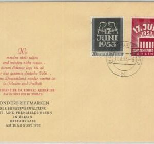 75258 - GERMANY Berlin - POSTAL HISTORY -  Michel # 110/11  FDC COVER 1953