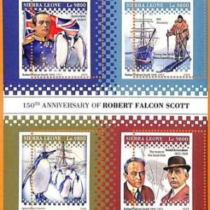 A6876- SIERRA LEONE Error 2018 MISSPERF MINI S: R. Falcon Scott, Pinguine,...