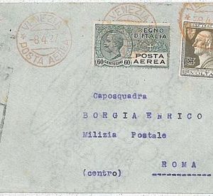 ITALIA storia postale - PRIMI VOLI - cat  SASSONE 88: VENEZIA / ROMA