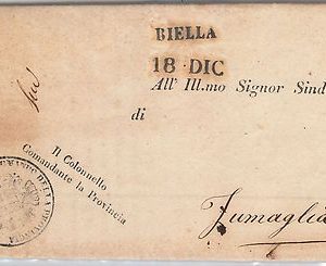 41389  -- ITALIA REGNO:  MANIFESTO da BIELLA 1844 - Circolare UFFICIO POLIZIA