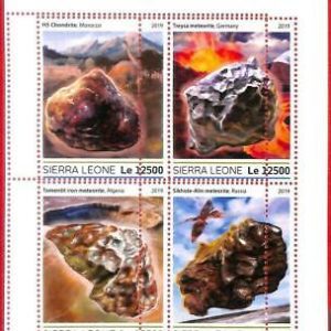 A4607 - SIERRA LEONE - ERROR MISPERF, Miniatura hoja: 2019, Meteoritos, Espacio
