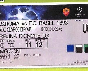 C1488- Vecchio BIGLIETTO PARTITA CALCIO 2010 ROMA VS BASEL
