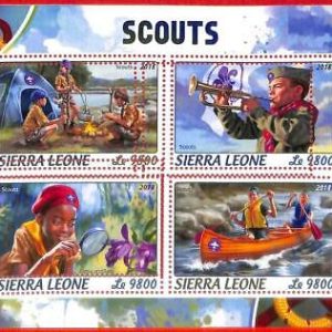 A4689 - SIERRA LEONE - ERROR MISPERF: 2018 Boy Scout, Fiori, Canoa, Musica