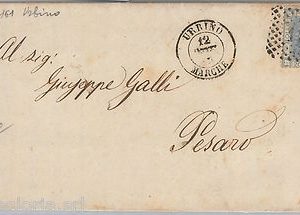 57076 - ITALIA REGNO - STORIA POSTALE:  BUSTA da URBINO 1868 annullo a punti 161