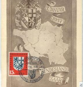 72794 - GERMANY Saar - Postal History - MAXIMUM CARD - MAPS 1957
