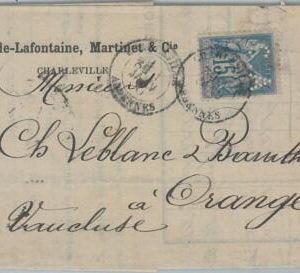 69922 - FRANCE - POSTAL HISTORY -  PERFIN stamp on COVER 1890 - Charleville