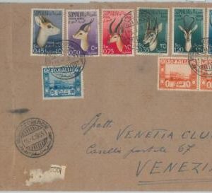 74190 - SOMALIA - Postal History  -  REGISTERED COVER  1955 - FAUNA architecture