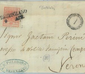 82358 - ANTICHI STATI: LOMBARDO VENETO -  Sass 15  su BUSTA  da DESENZANO