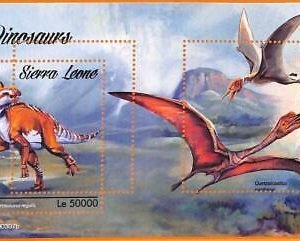 A6823 - SIERRA LEONE, Error, 2019, MISSPERF SOUVENIRBLATT: Dinosaurier,...