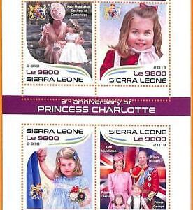 A6859- SIERRA LEONE, Fehler 2018 MISSPERF MINIATUR S: Prinzessin Charlotte,...