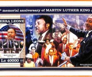 A6867 - SIERRA LEONA, Error, 2018, HOJA DE RECUERDO MISSPERF: Martin Luther King