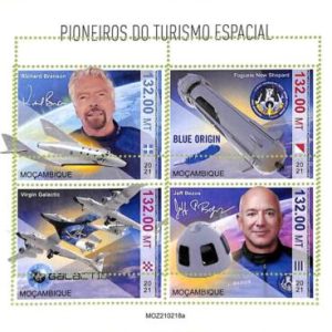 A9100 - Mozambique - ERROR MISPERF Stamp Sheet - 2021 Pioneers of Space Tourism