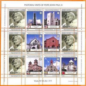 A6843 - SIERRA LEONA, Error 2020 MISSPERF FULL S (x12 Sellos): Papa Juan...