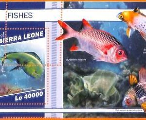A6798 - SIERRA LEONA, Error, 2018, HOJA DE RECUERDO MISSPERF: Peces