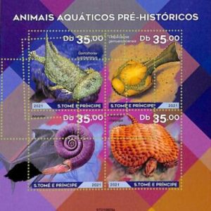 A9268 - S.TOME E PRINCIPE - ERROR MISPERF Stamp Sheet - 2021 Prehistoric animals