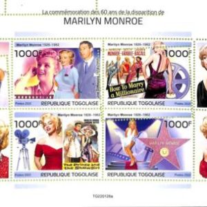 A9692 - TOGOLAISE -  ERROR MISPERF Stamp Sheet - 2022 - CINEMA, Marilyn Monroe
