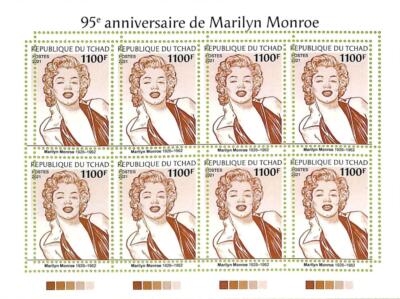 A9603 - TCHAD -  ERROR MISPERF Stamp Sheet - 2021 - Marilyn Monroe