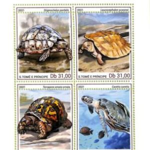 A9256 - S.TOME E PRINCIPE - ERROR MISPERF Stamp Sheet - 2021  - Turtles Reptiles