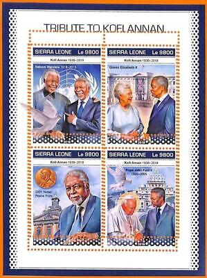 A6884 - SIERRA LEONE, Fehler, 2018 MISSPERF MINI S: Kofi Annan, Mandela, Nobel P