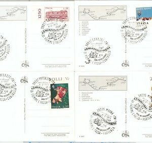 65538 - ITALY - Set of 4   SPECIAL EVENT POSTCARDS - Cross-country skiing 1973