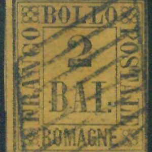 87750  - Francobolli ANTICHI STATI -  ROMAGNE : Sassone  6 Usato  BELLO!