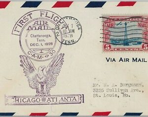 60092 - USA -   First Flight COVER: CHICAGO - ATLANTA: CHATTANOOGA - AMC 30 S1