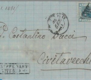 82425 - REGNO - STORIA POSTALE - Sass T26 Annullo GRIGLIA di VITERBO su BUSTA