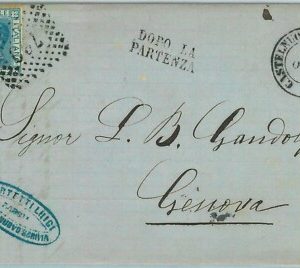 96984 - REGNO - STORIA POSTALE - Annullo numerale BUSTA da CASTELNUOVO Scri 1871