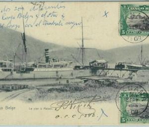 68805 - CONGO BELGE - Postal History - POSTCARD to SPAIN 1909: twin values!