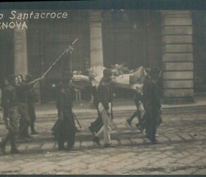LIB169 - CARTOLINA d'Epoca FOTOGRAFICA  - PNF  funerali SANTACROCE Genova