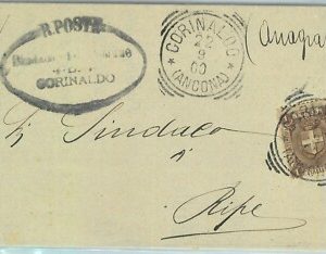 97258 - REGNO - STORIA POSTALE - ANNULLO TONDOQUADRO su busta CORNIALDO 1900