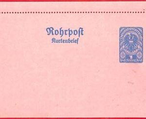 aa0423 -  AUSTRIA - Postal History - STATIONERY Letter CARD Pneumatic Mail # RK1