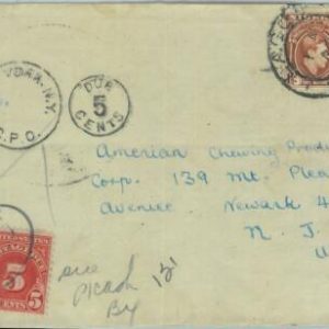 83371 - NIGERIA - POSTAL HISTORY -   COVER to USA 1940's TAXED on ARRIVAL