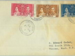 83396 - MONTSERRAT - POSTAL HISTORY -   FDC COVERto USA - 1937 Royalty