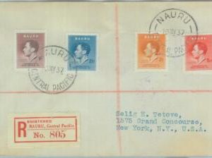 83399 - NAURU - Postal History -  REGISTERED COVER to the USA 1937
