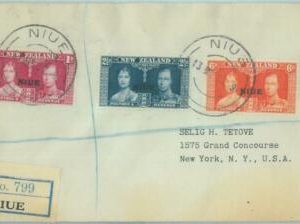 83409 - NIUE  - POSTAL HISTORY  - Registered FDC COVER  1937 ROYALTY
