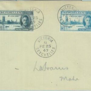 83429 - SEYCHELLES  - POSTAL HISTORY  -  Postmark on COVER  1947 : VICTORY