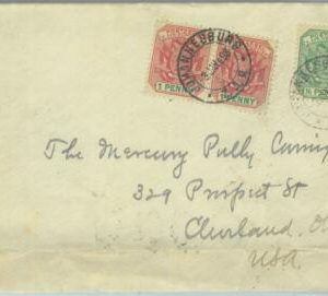 83432 -  SOUTH AFRICA  - POSTAL HISTORY -  2 1/2 p rate to USA on COVER  1898