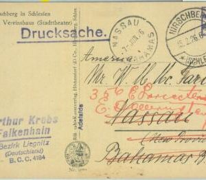 83936 - GERMANY Poland - POSTAL HISTORY - POSTCARD to BAHAMAS  1926 Jelenia Góra