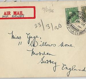 58808  -  IRAQ  - POSTAL HISTORY: COVER to ENGLAND via IMPERIAL AIRWAYS 1936